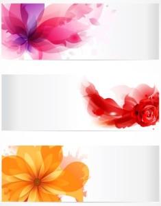 Set of Bright and Fresh Flower Banners (Headers) Vector