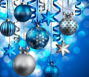 Blue Merry Christmas Decorations Vector 01