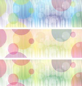 Set Of Vector Clean Banners with Colored Bubbles Backgrounds