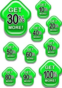 Set of Vector Green Arrow Style Discount Labels