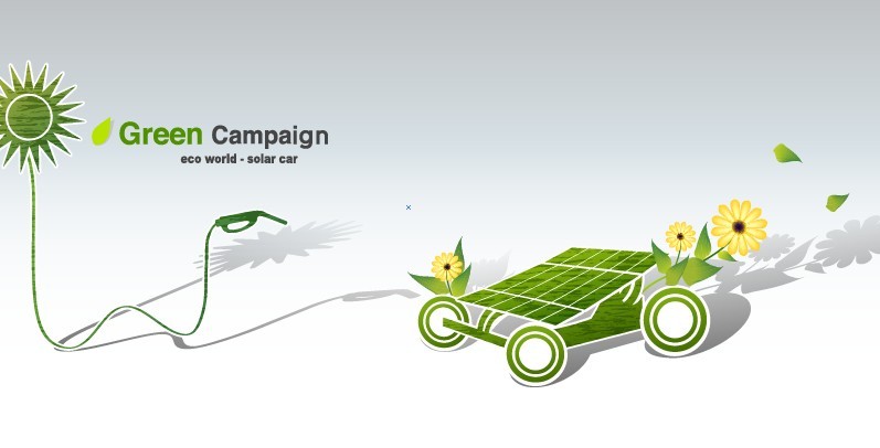 Green ECO World Campaign Solar Car Vector