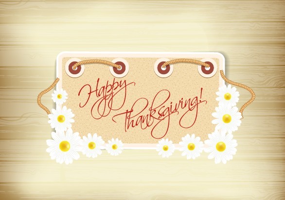 Happy Thanksgiving Flower Frame Vector