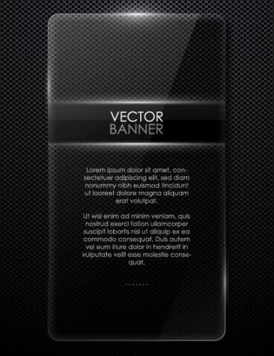 Glossy Transparent Black Banner Vector