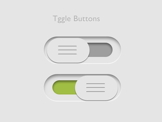 Fresh and Clean Toggle Buttons PSD