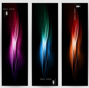 Set Of Vertical Banners With Colorful Abstract Waves Backgrounds 01