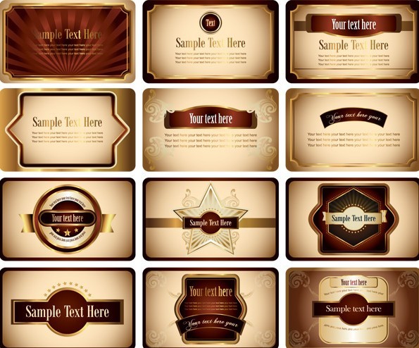 Retro Brown Card Design Template Set Vector