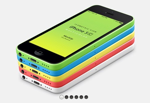 iPhone 5C 3D View Mockup PSD