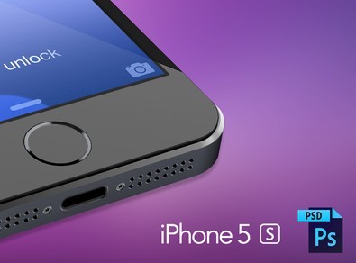 3D Grey iPhone 5S Mockup Template PSD