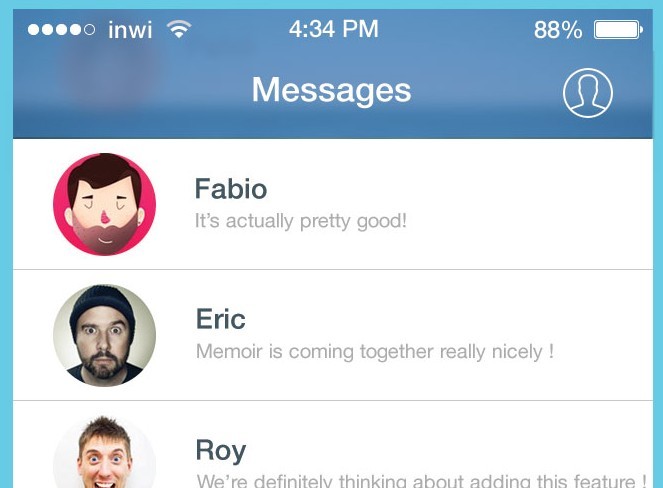 Flat Facebook Messenger For iOS 7 PSD