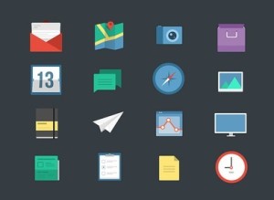 16 Flat Web Icons PSD