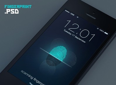 Fingerprint Scanning Interface For iPhone 5S PSD