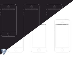 iPhone 5S Wireframe PSD Templates (Black and White)