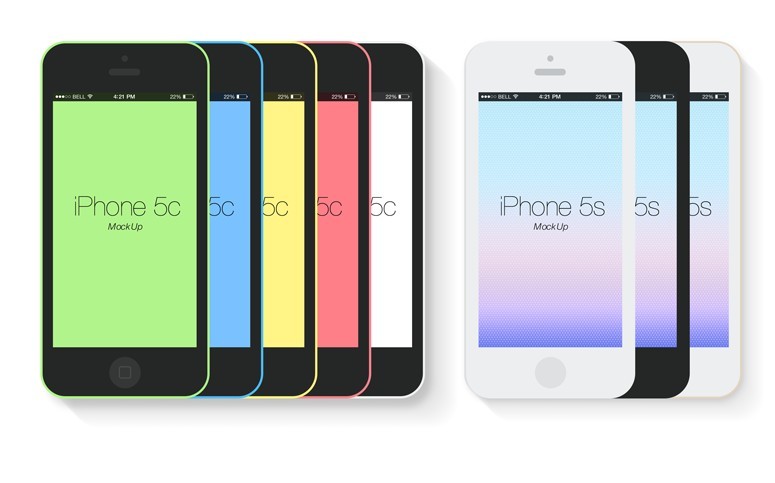 Flat iPhone 5S 5C Mockup Templates PSD