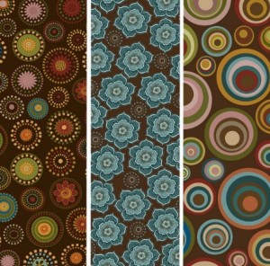 Set Of Vector Vintage Abstract Flower Banners