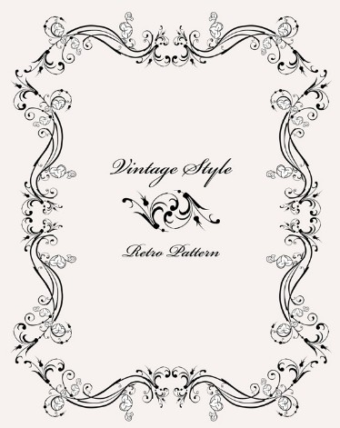 Vintage Styled Simple Dark Floral Frame Vector 03