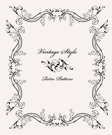 Vintage Styled Simple Dark Floral Frame Vector 04