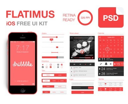 Flatimus iOS UI Kit PSD