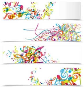 Set Of Clean Music Themed Banners Vector