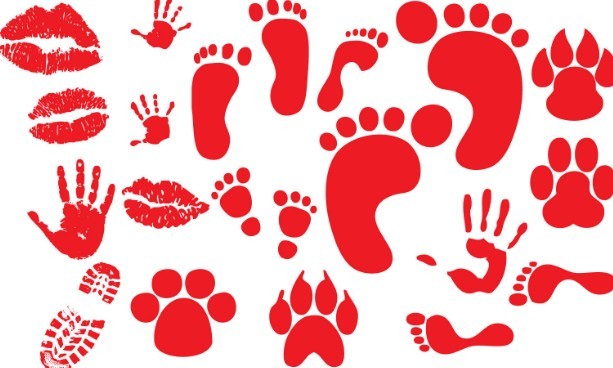 Set of Vector Red Footprints & Handprints