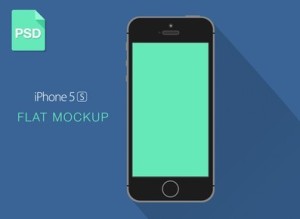 Flat iPhone 5C Mockup with Long Shadow PSD