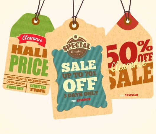 Set Of Vintage Big Sale Price Tags Vector 01