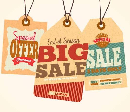 Set Of Vintage Big Sale Price Tags Vector 02