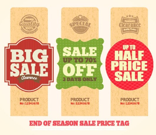 Set Of Vintage Big Sale Price Tags Vector 03