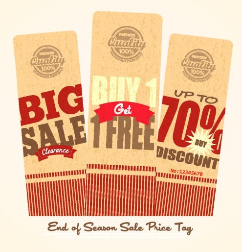 Set Of Vintage Big Sale Price Tags Vector 04