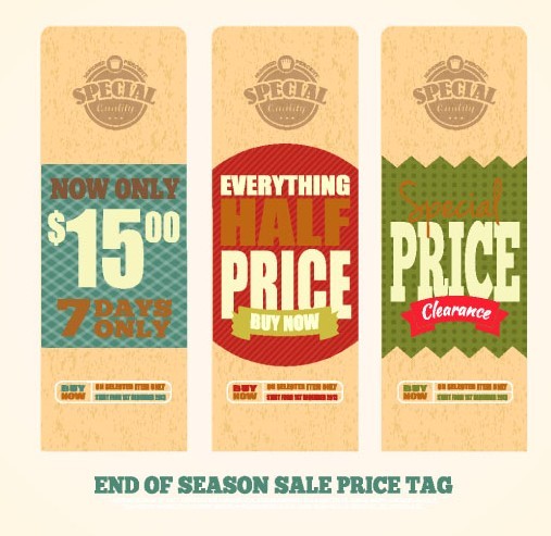 Set Of Vintage Big Sale Price Tags Vector 05