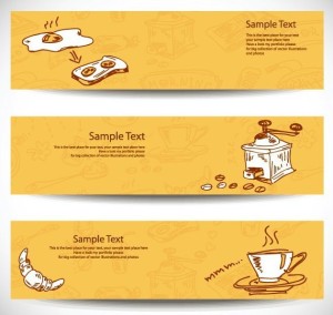 Retro Yellow Food & Drink Banners Vector 02