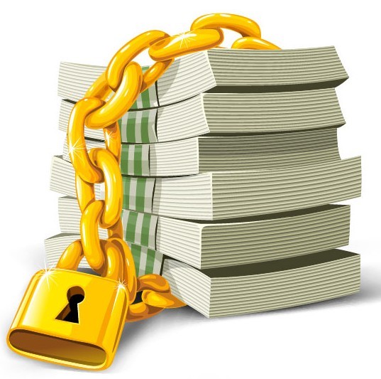 Locked Money Stacks Vector