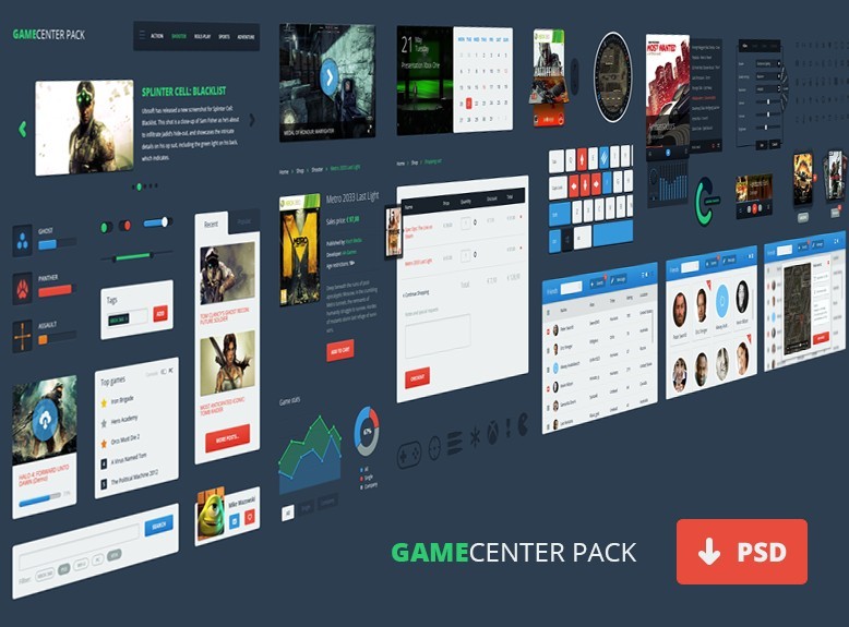 Game Center UI Kit PSD