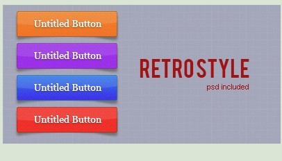 Minimal Retro Style Web Button Templates PSD