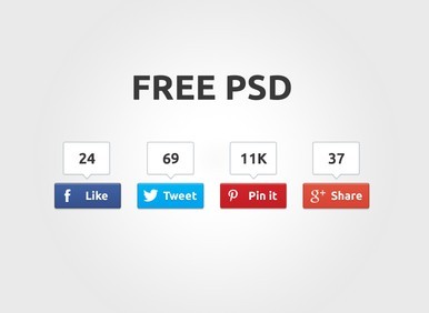 Social Share Buttons with Counter Bubbles PSD