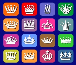 Cute Crown Flat Icon Set Vector