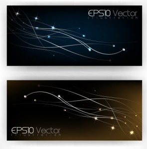 Elegant Dark Banners with Bright Abstract Backgrounds Vector 01