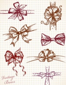 Set Of Hand Painted Vintage Bows Vector