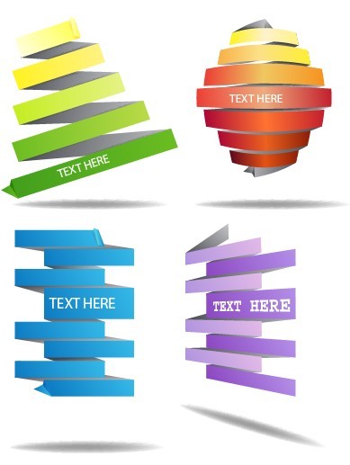 Set Of Colored Ribbon Style Labels Vector