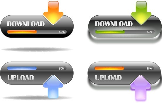 Set Of Fresh Download & Upload Buttons Vector