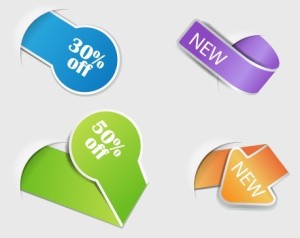 Set of Colored Corner Discount & New Labels Vector
