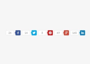 Minimal Social Share Buttons with Counters PSD