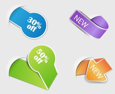 Set Of Vector Colored Origami Sale Labels