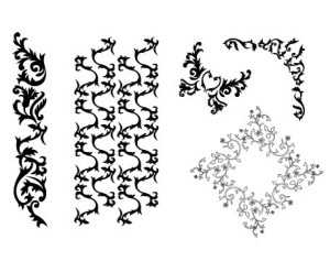 Simple Dark Floral Ornaments Vector