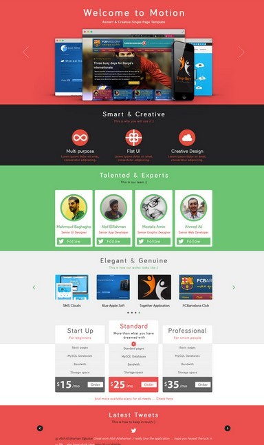 Motion Single Page PSD Template