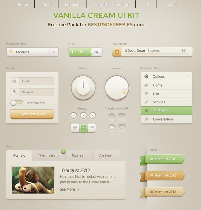 Vanilla Cream UI Kit PSD