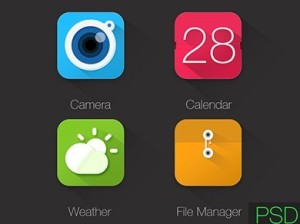 4 Colored App Icons PSD