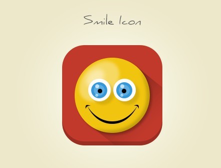 Cute Flat Long Shadow Smile Icon PSD