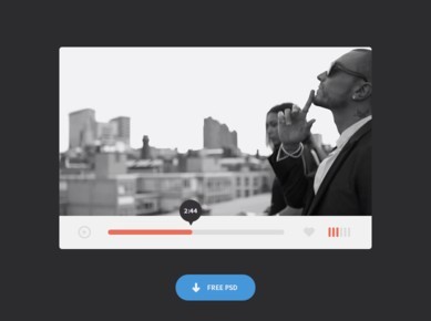 Minimal Flat Video Player Widget PSD