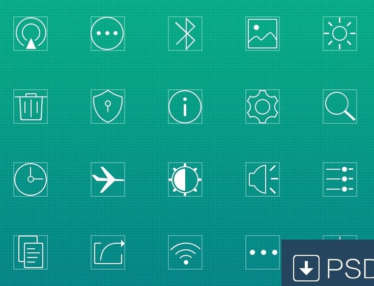 Thin Line Square Web Icons PSD