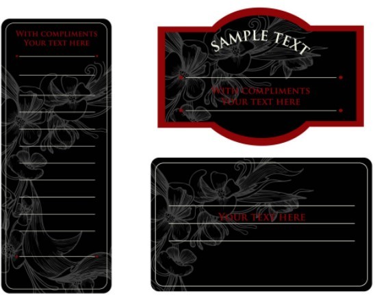 Vintage Dark Floral Card Design Vector 03